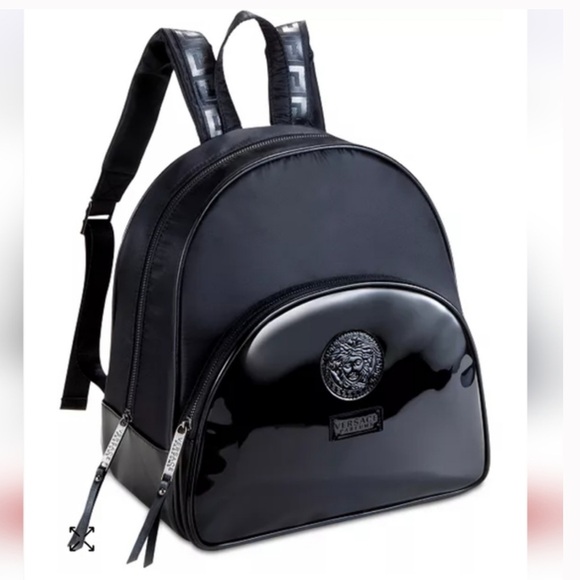 Versace Handbags - Versace Parfums Black Medusa
Logo Adjustable Strap Backpack Black